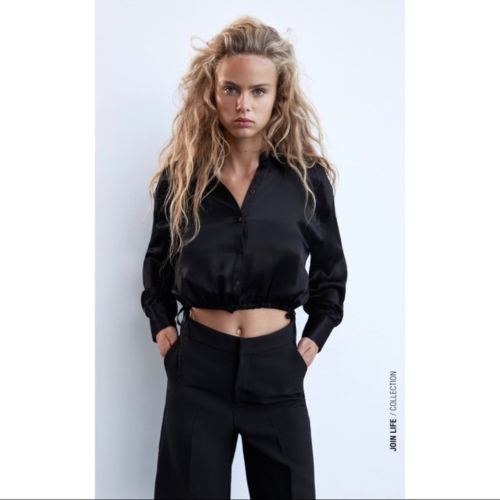 Zara Satin Effect Button Down Shirt